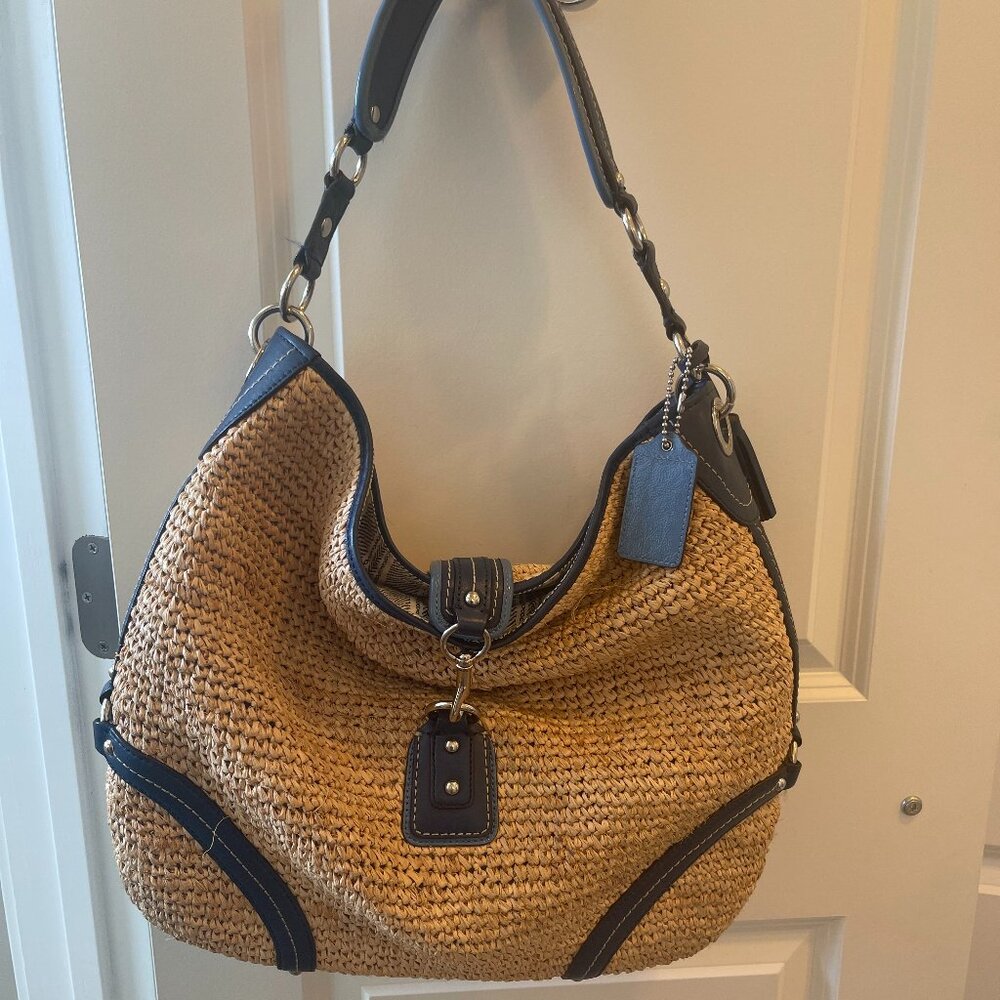 Coach Dogleash Straw Hobo